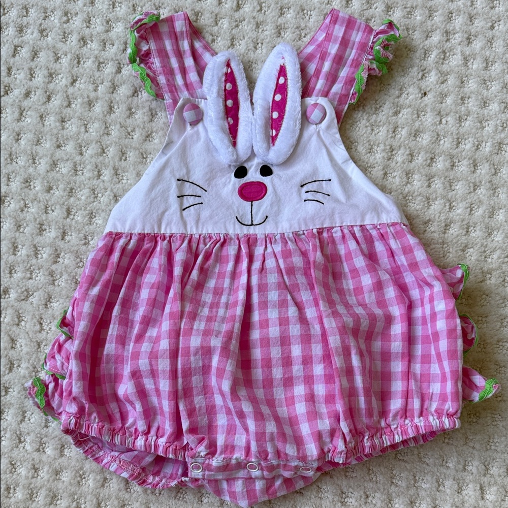 Pink Gingham Bunny Romper